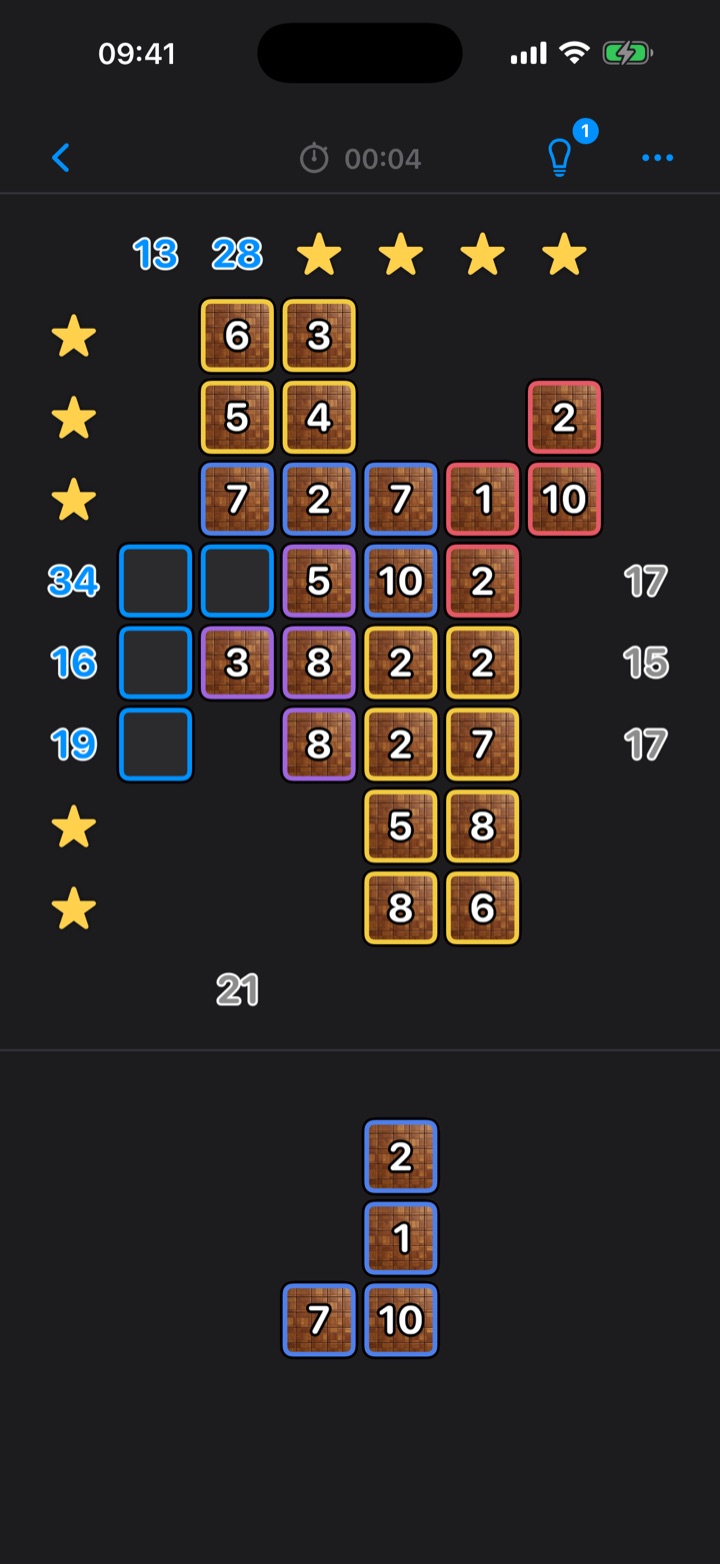 A denser, nearly-complete Numbellero Shapes board